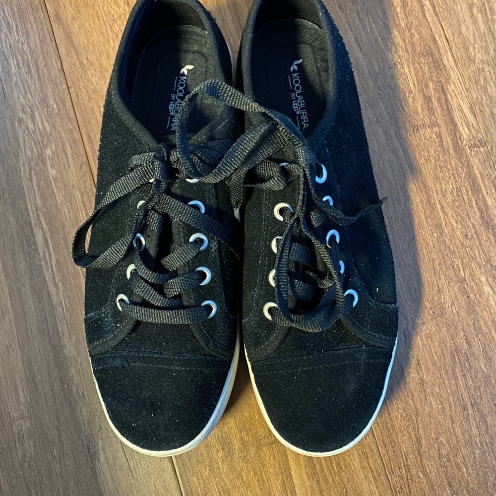 Kookaburra by Ugg black suede sneakers.